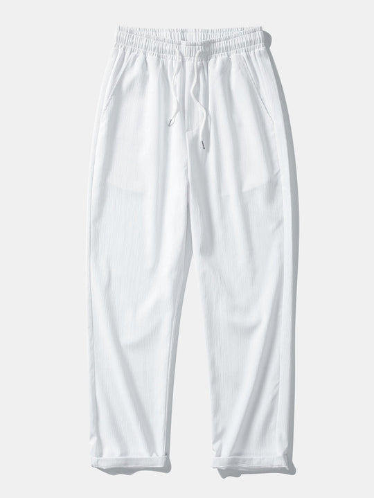 Wrinkle texture red Straight leg pants