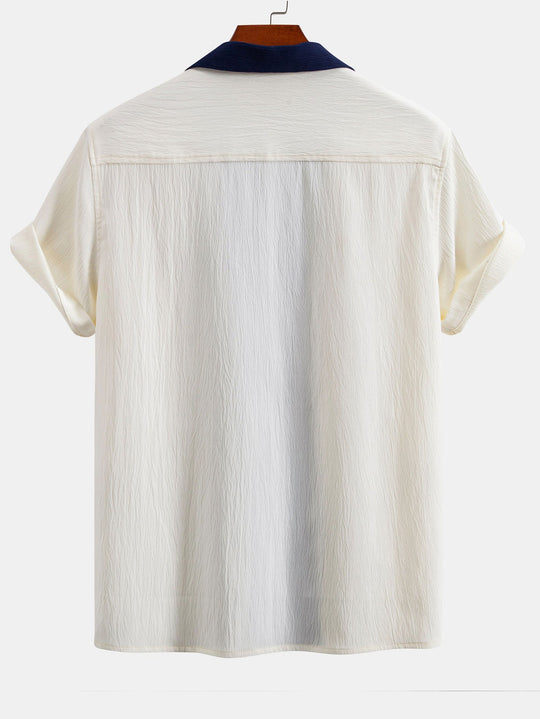 Text Red Contrasting Cuban Shirt