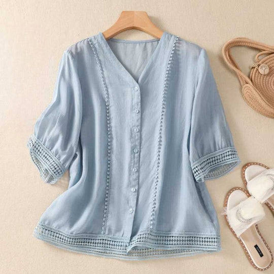 Laurienne™ | Buttoned Lace Blouse