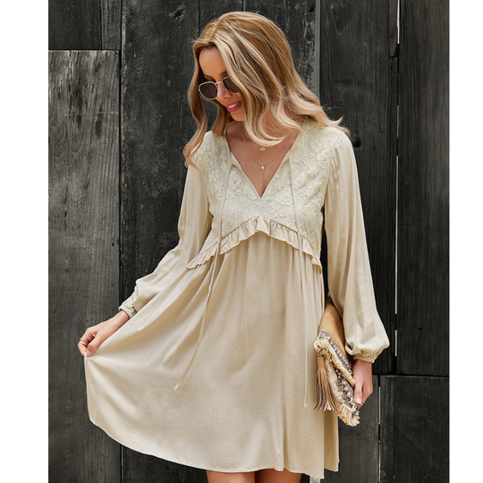 Women’s Casual Long Sleeves V Neck Mini Dress