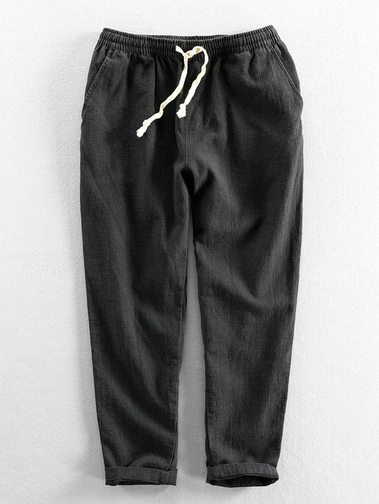 Geometric Jacquard Cuban shirt and linen cotton blend cropped pants