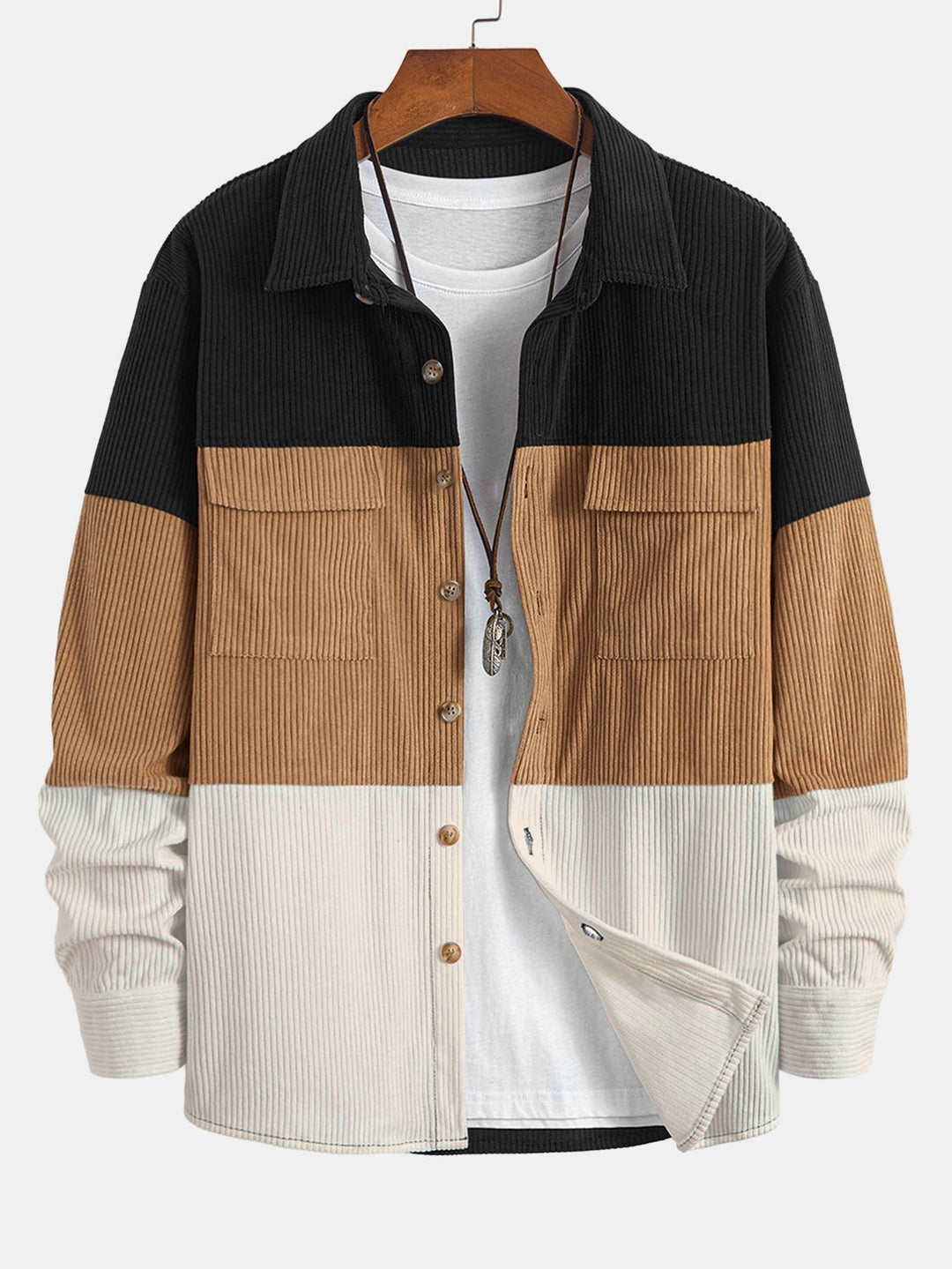 Laurent™ - Ethnic patchwork corduroy shirt