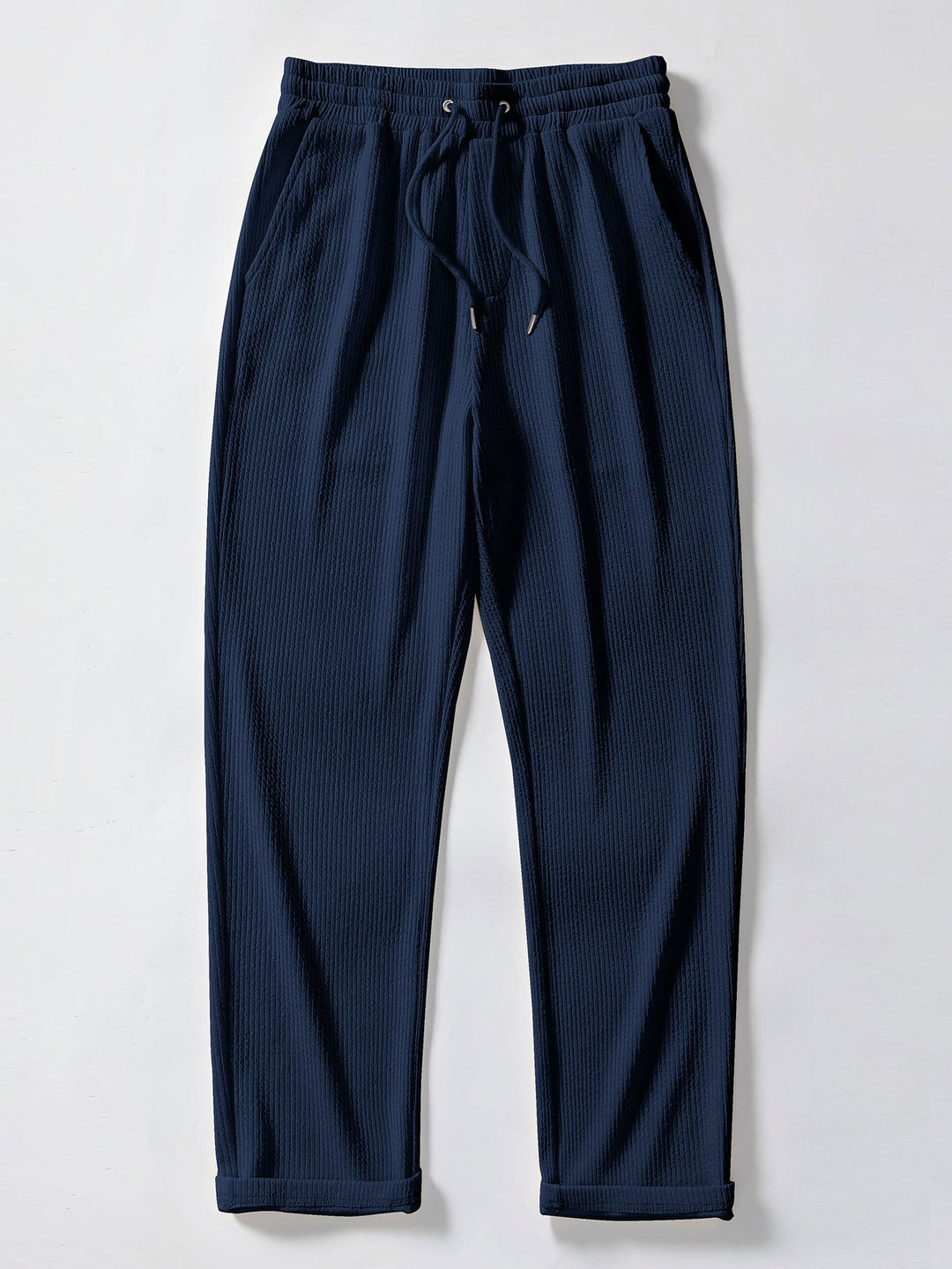 Two Tone Muscle Fit Ribbed Stand Collar Shirt & Straight Leg Ribbed Pants