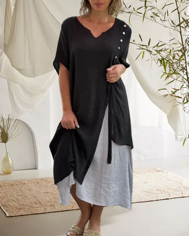 Velissa™ Asymmetrical Short-Sleeve Dress
