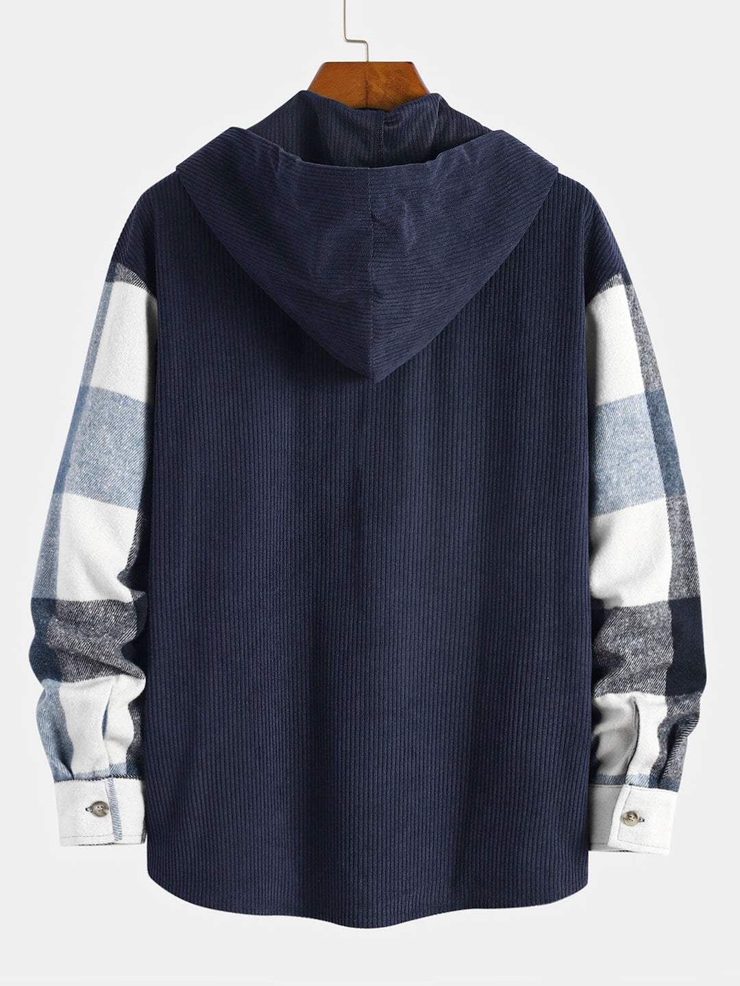 Laurent™ - Hooded flannel and corduroy patchwork shirt