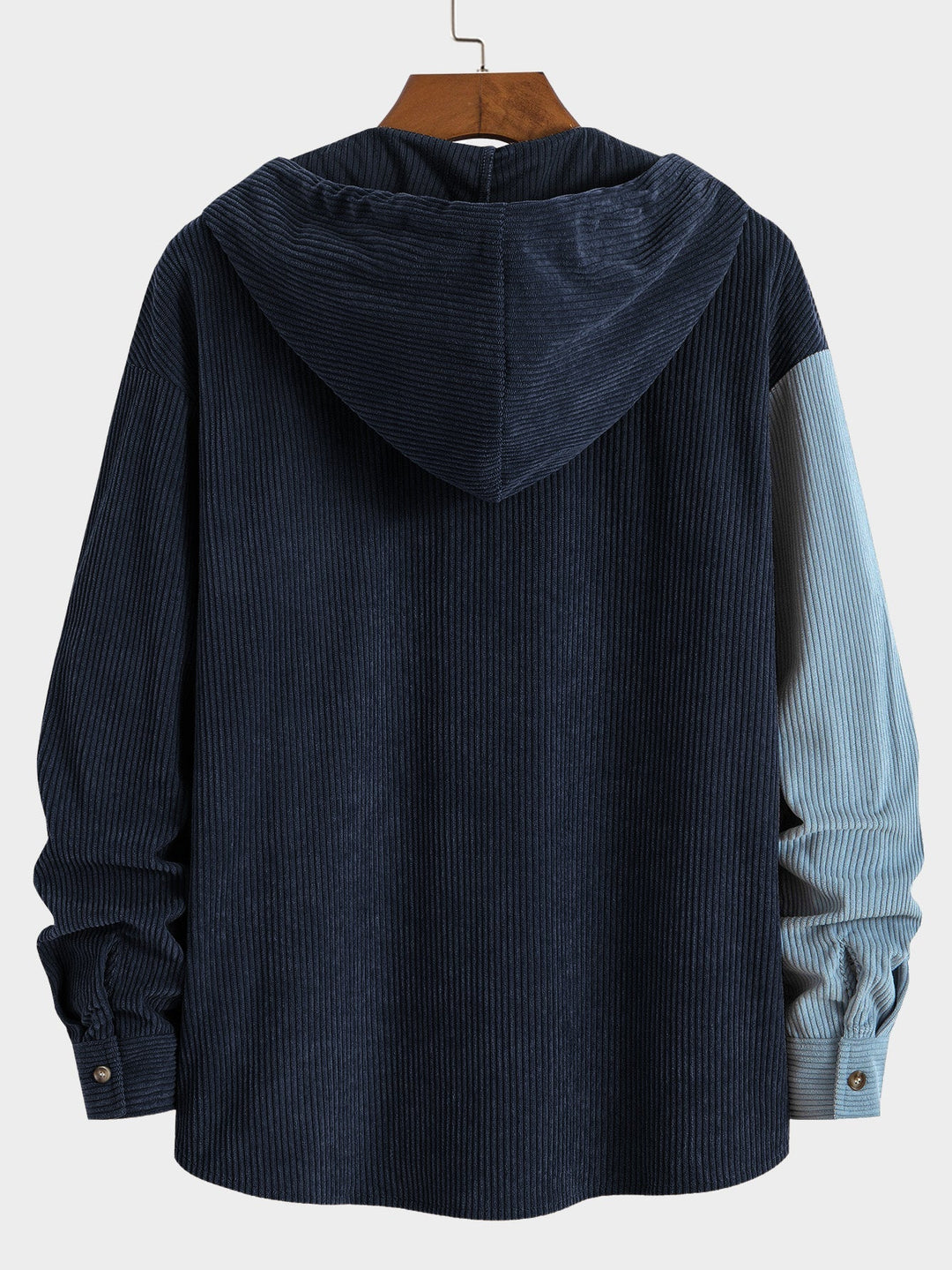 Laurent™ - Colorblock corduroy hooded shirt