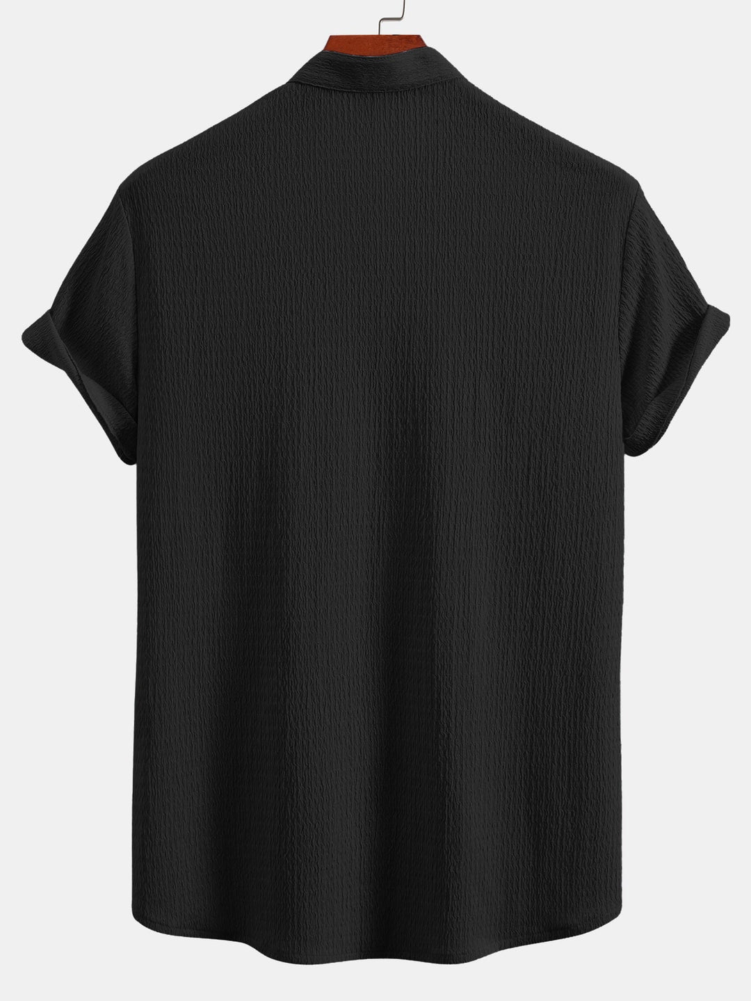 Muscle Fit Wrinkled Text Red Light Brown Collar Shirt