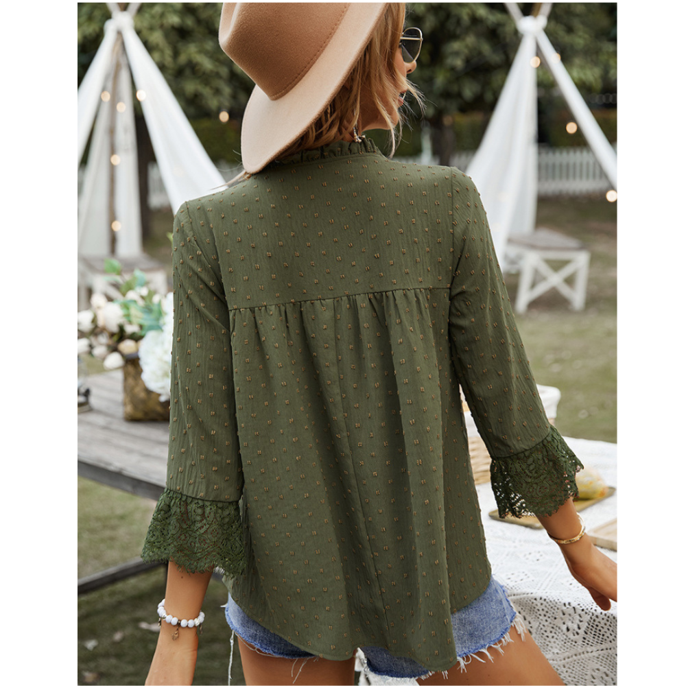 Solid V-Neck Chiffon Blouse