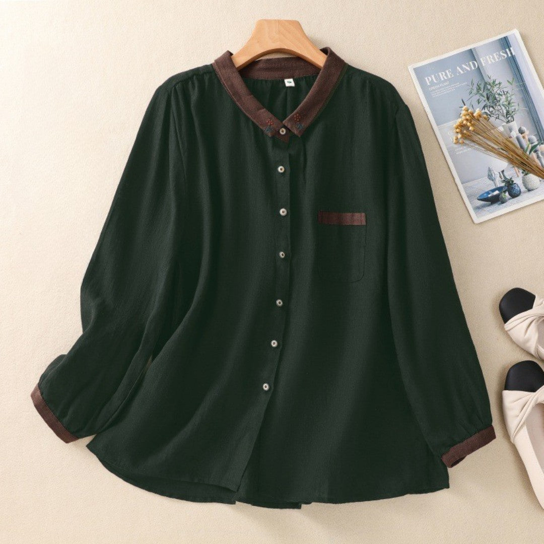 Laurienne™ | Contrasting Buttoned Blouse