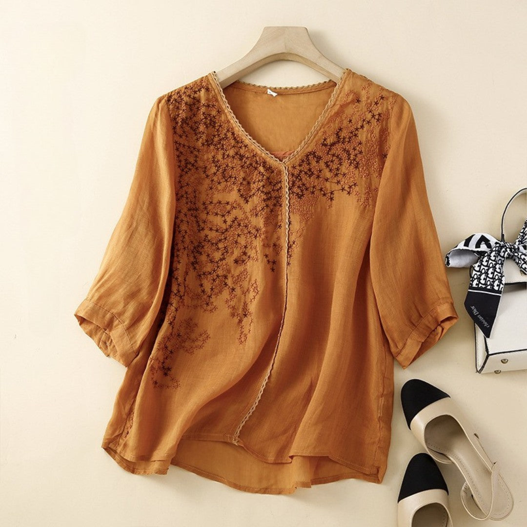Laurienne™ | Embroidered V-Neck Tunic