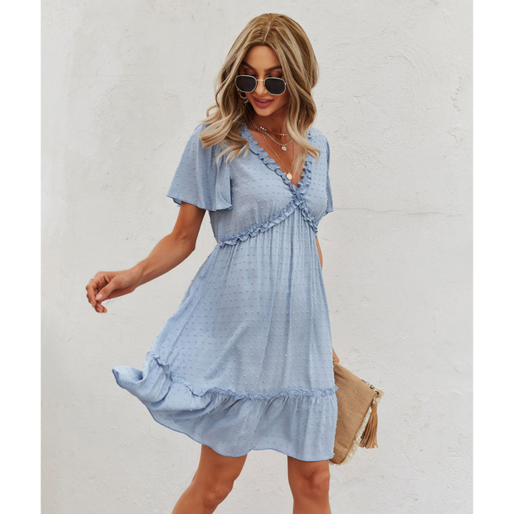 Boho Short-Sleeve Chiffon Dress