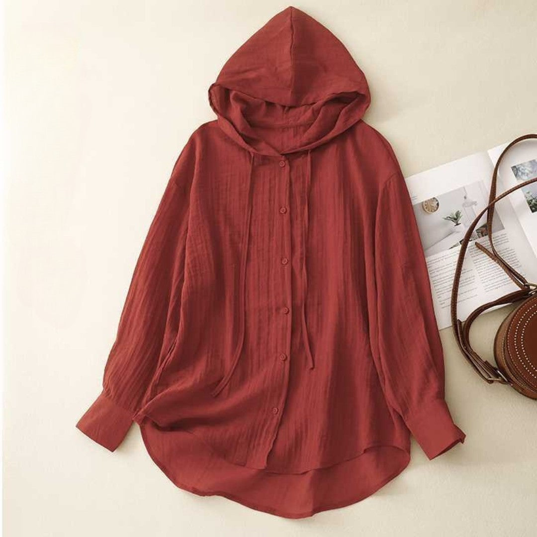 Laurienne™ | Hooded Button-Down Blouse