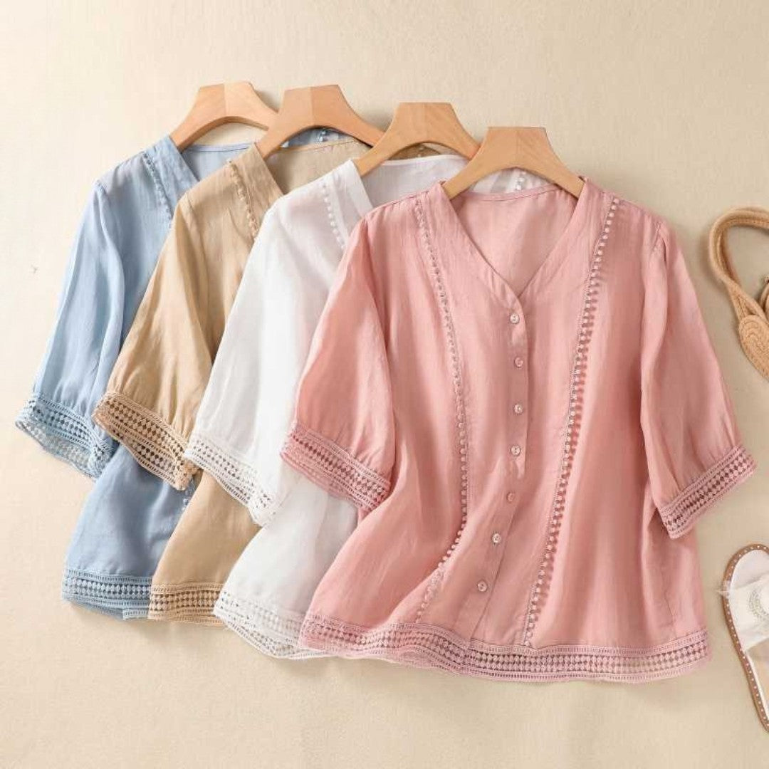 Laurienne™ | Buttoned Lace Blouse