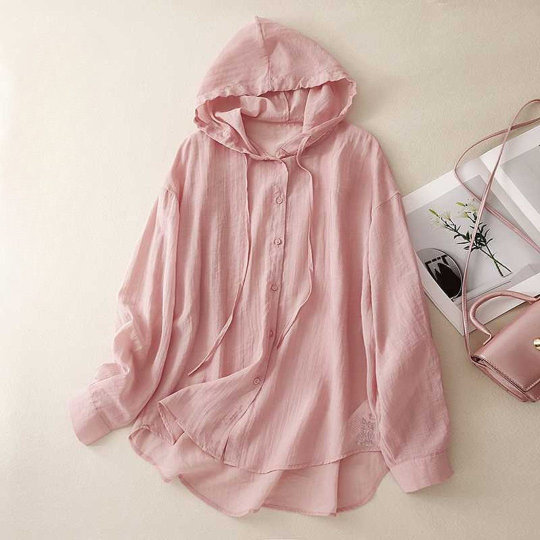Laurienne™ | Hooded Button-Down Blouse