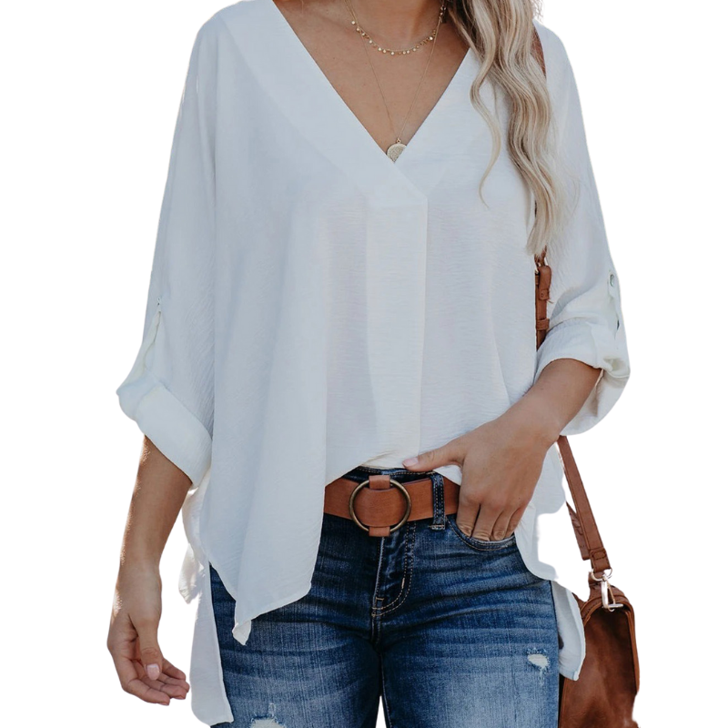 Long Sleeves V Neck Semi Formal Shirt