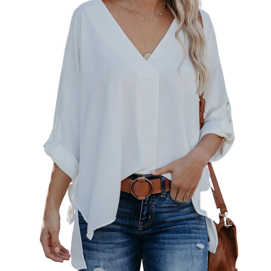 Long Sleeves V Neck Semi Formal Shirt