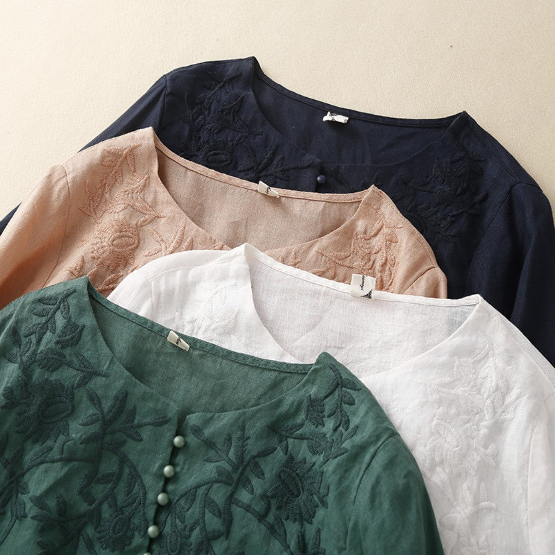Laurienne™ | Embroidered buttoned tunic