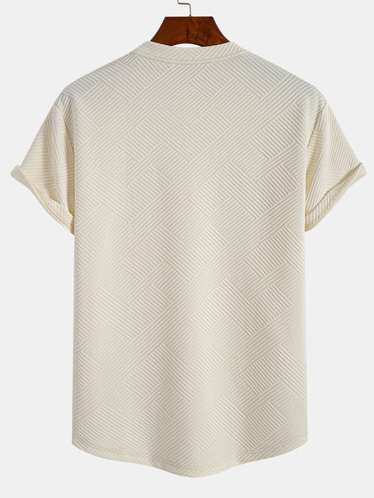 Short sleeve stripe jacquard bow hem T-Shirt