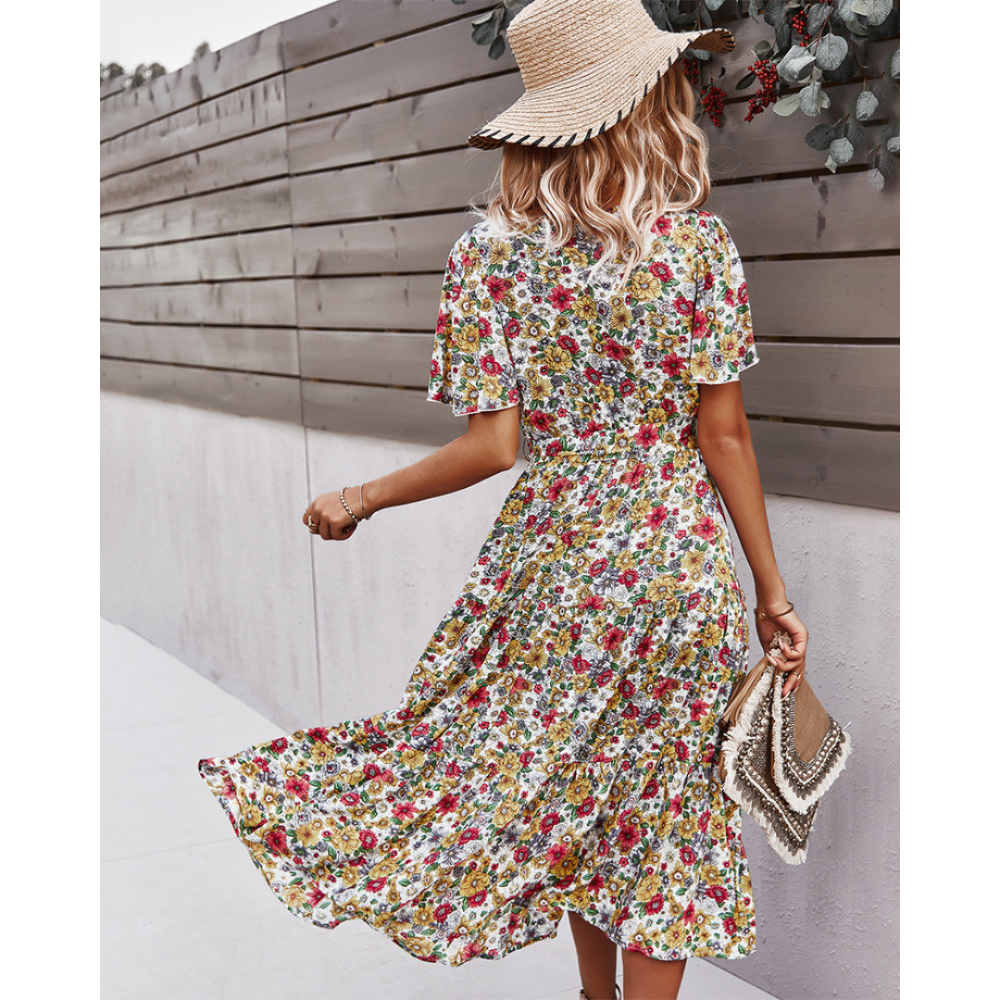 Women Floral Short Sleeve Printed Dress