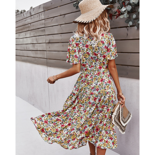 Women Floral Short Sleeve Printed Dress