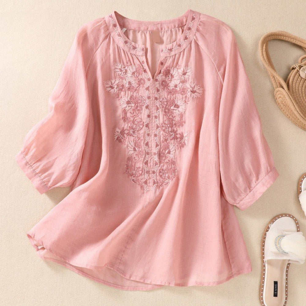 Laurienne™ | Embroidered Tunic with Slit Neckline