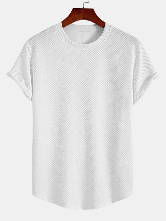 Short sleeve stripe jacquard bow hem T-Shirt