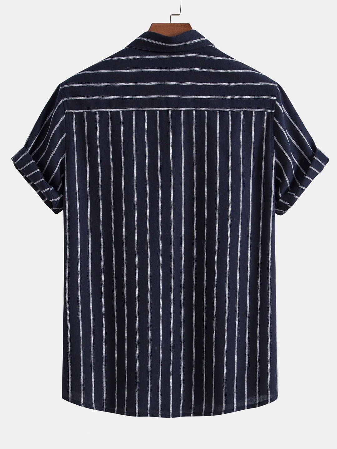 Cotton blend striped button -up shirt