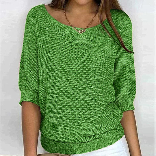 Milena™ Elegant Knit Sweater with half sleeves