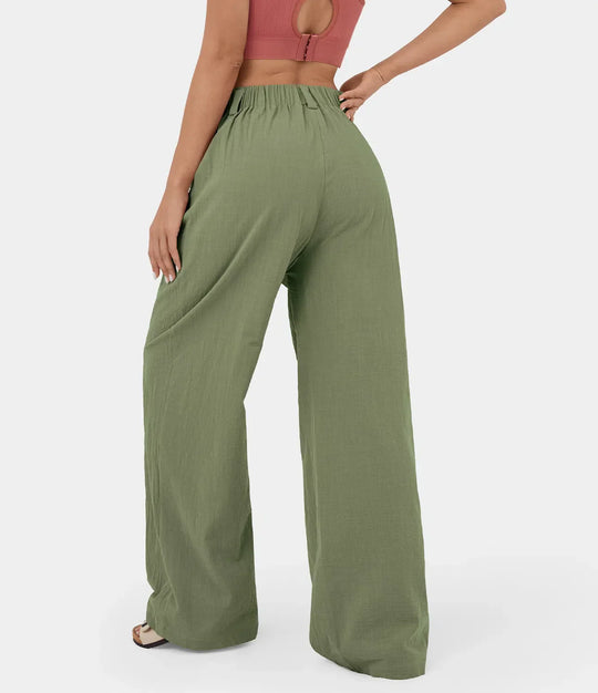 Flowy Solid Palazzo Pants With Side Pockets