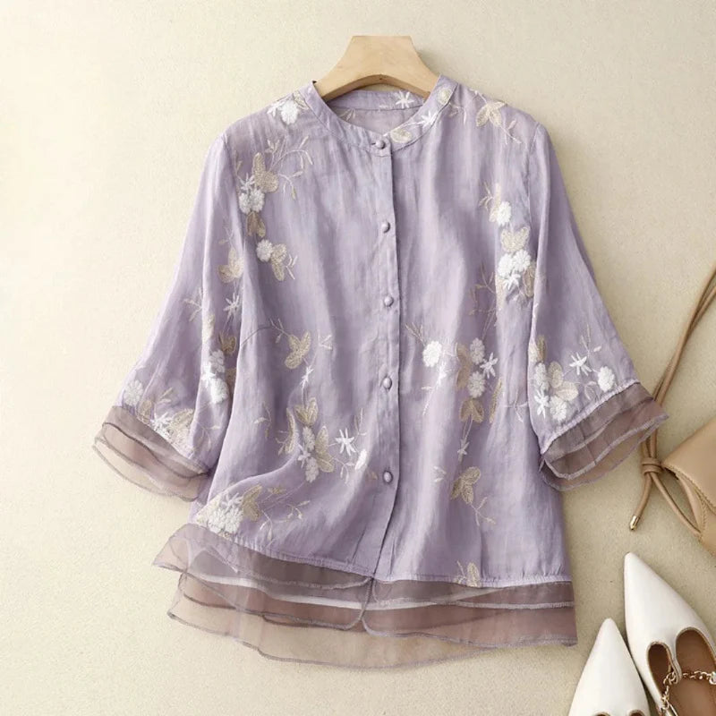 Laurienne™ | Elegance Embroidered Blouse