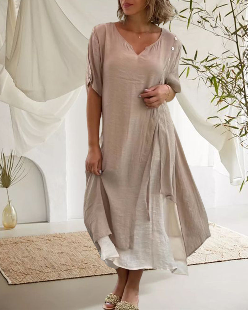 Velissa™ Asymmetrical Short-Sleeve Dress