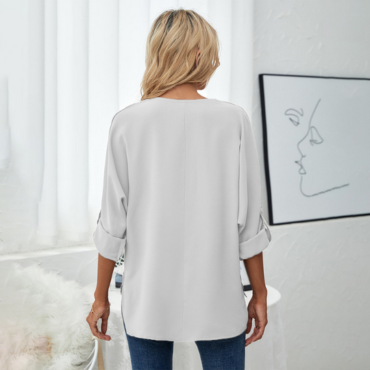 Long Sleeves V Neck Semi Formal Shirt