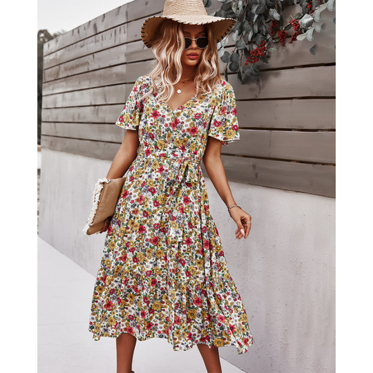 Women Floral Short Sleeve Printed Dress