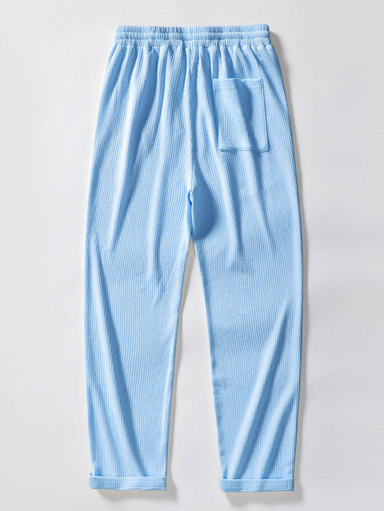 Two Tone Muscle Fit Ribbed Stand Collar Shirt & Straight Leg Ribbed Pants