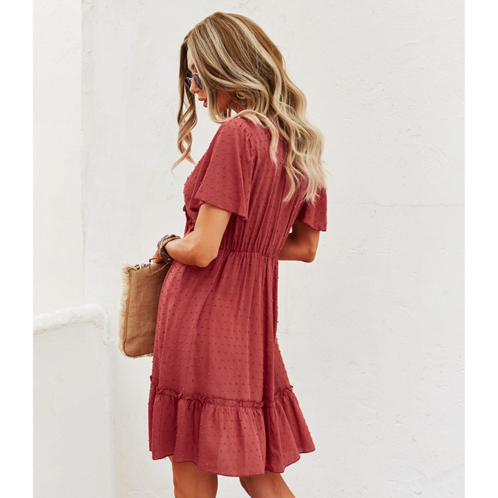 Boho Short-Sleeve Chiffon Dress