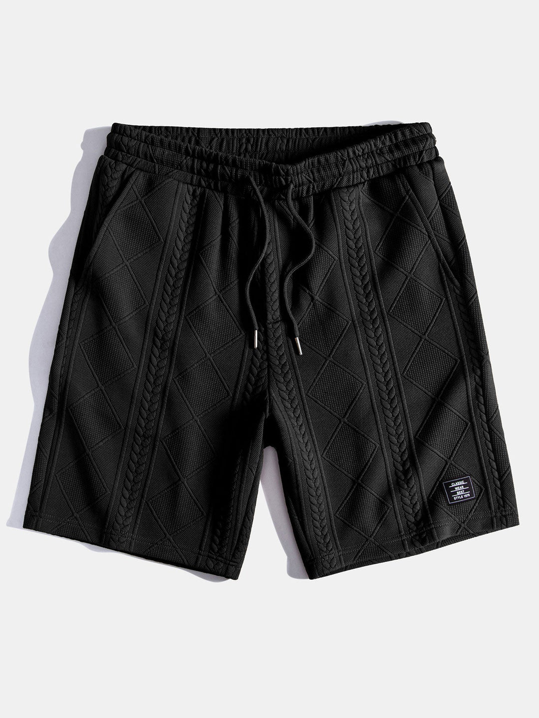 Short sleeve geometric jacquard bow hemT-Shirt& Shorts
