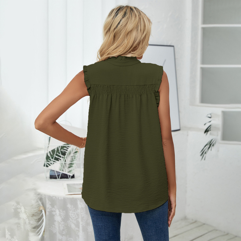 Semi-Casual Sleeveless Meridian Collar Blouse