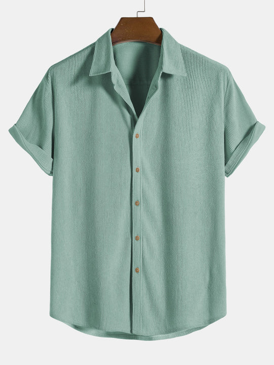 Short Sleeve Corduroy Button Up Shirt & Shorts