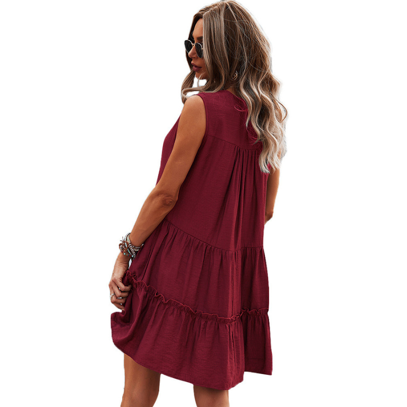 Flared Bottom Knee Length Sleeveless Dress