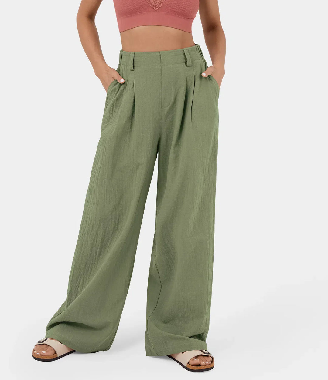 Flowy Solid Palazzo Pants With Side Pockets