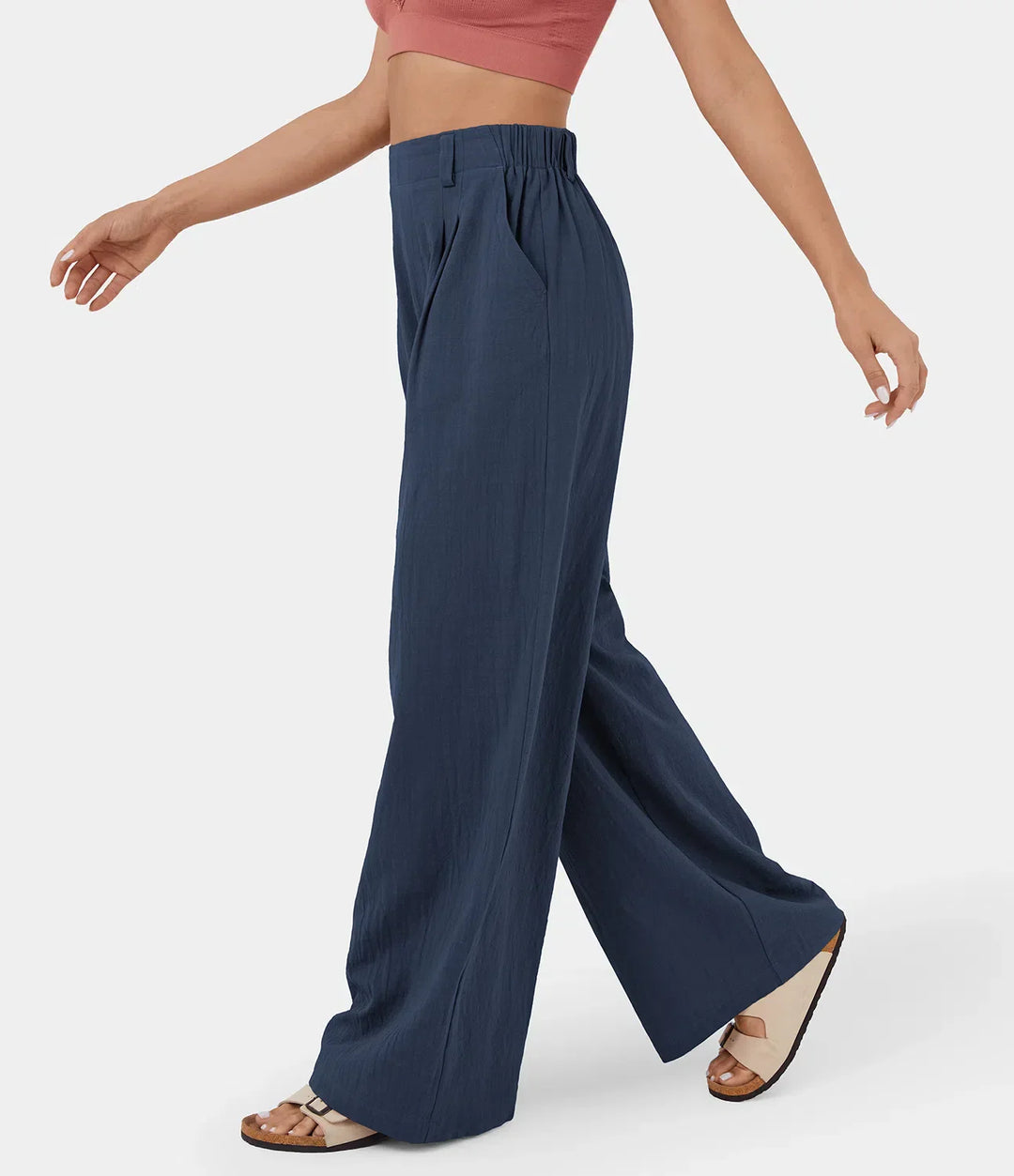 Flowy Solid Palazzo Pants With Side Pockets