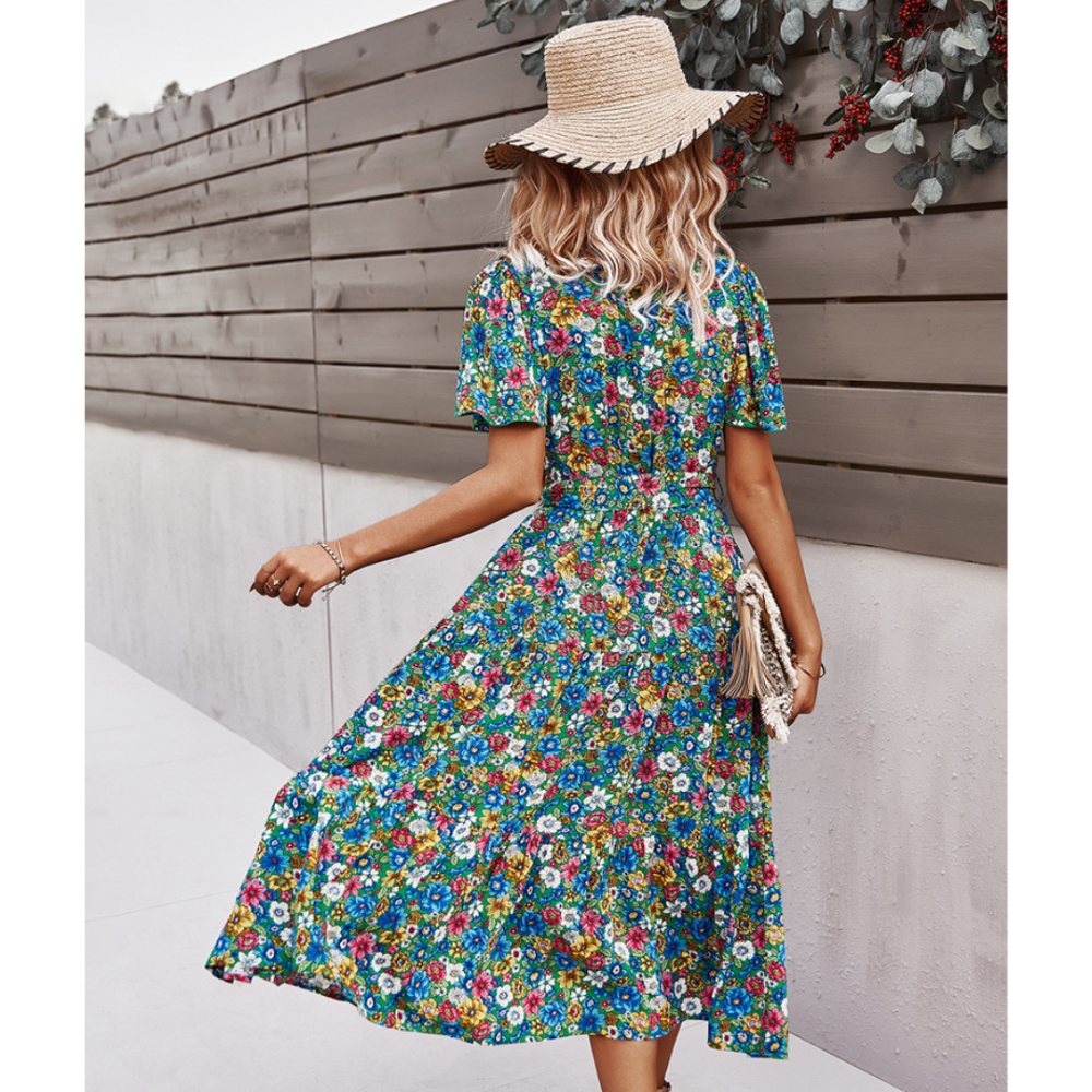 Women Floral Short Sleeve Printed Dress