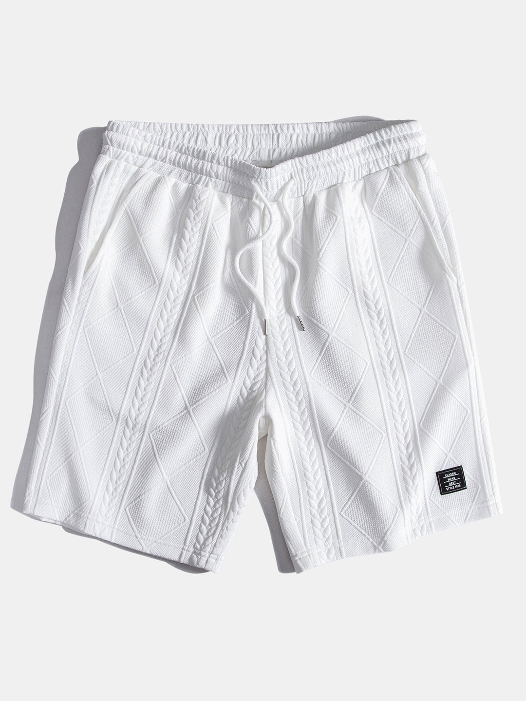 Short sleeve geometric jacquard bow hemT-Shirt& Shorts