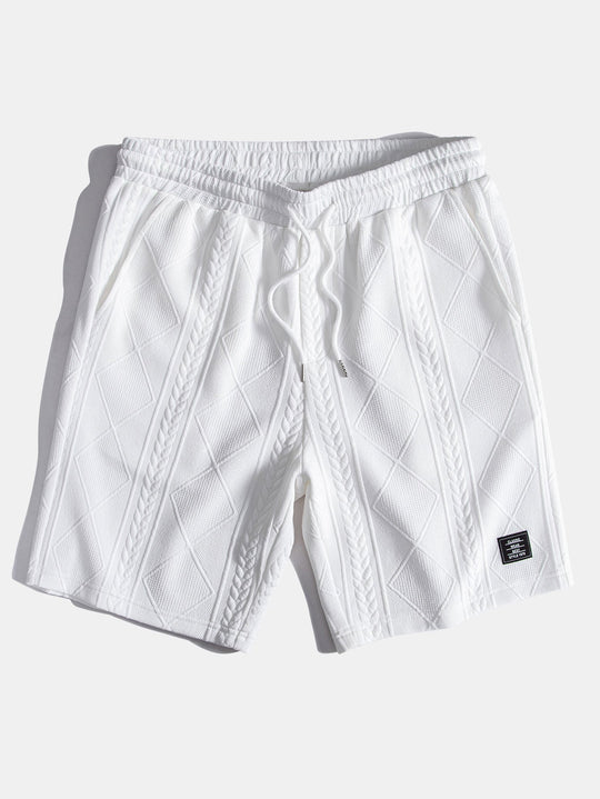 Short sleeve geometric jacquard bow hemT-Shirt& Shorts
