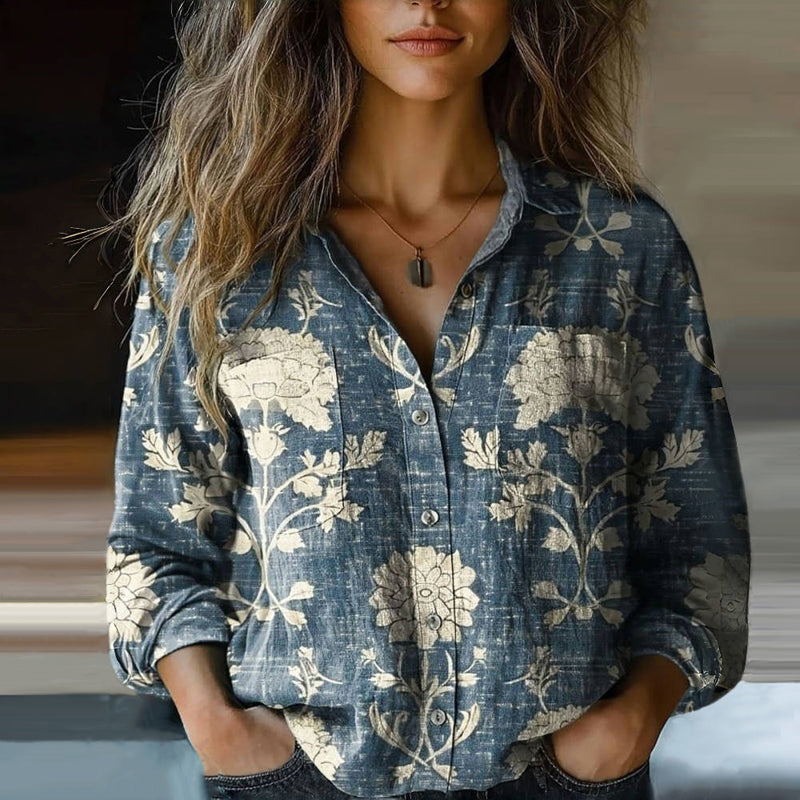 Camille™ Vintage Floral Print Blouse