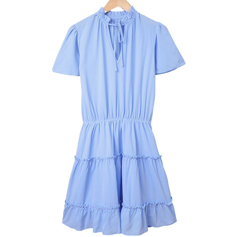 Flounce Sleeve V- Neck Casual Dress