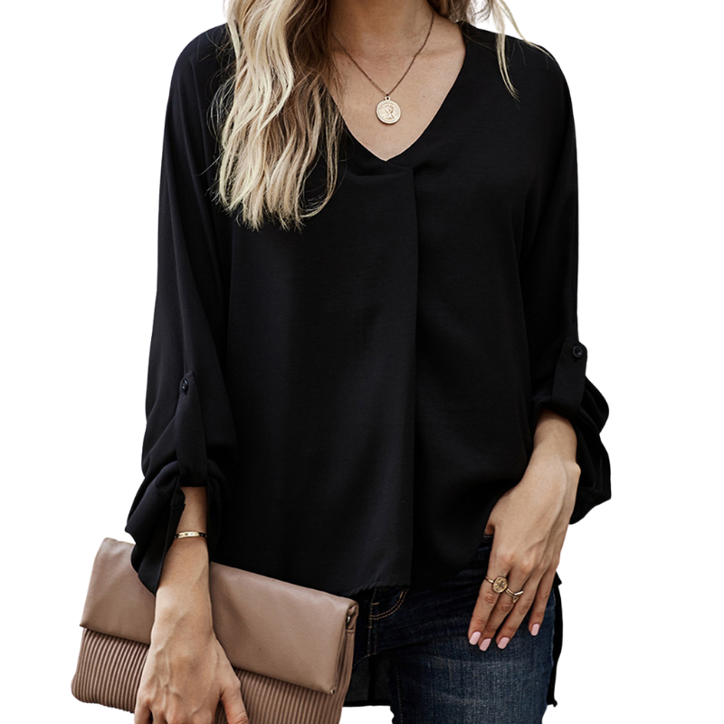 Long Sleeves V Neck Semi Formal Shirt