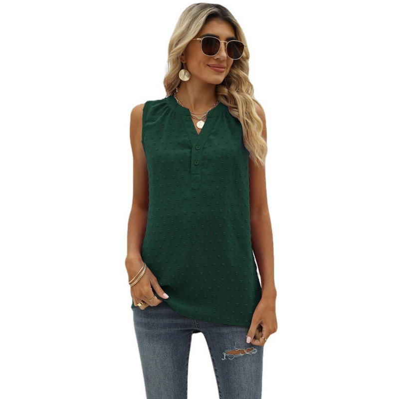 V Neck sleeveless Textured Blouse