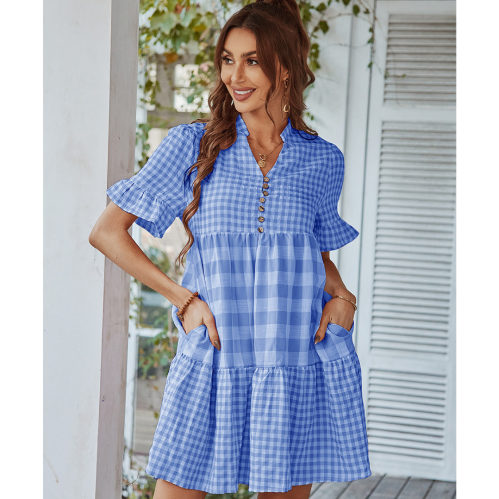Women Short Gingham Dress