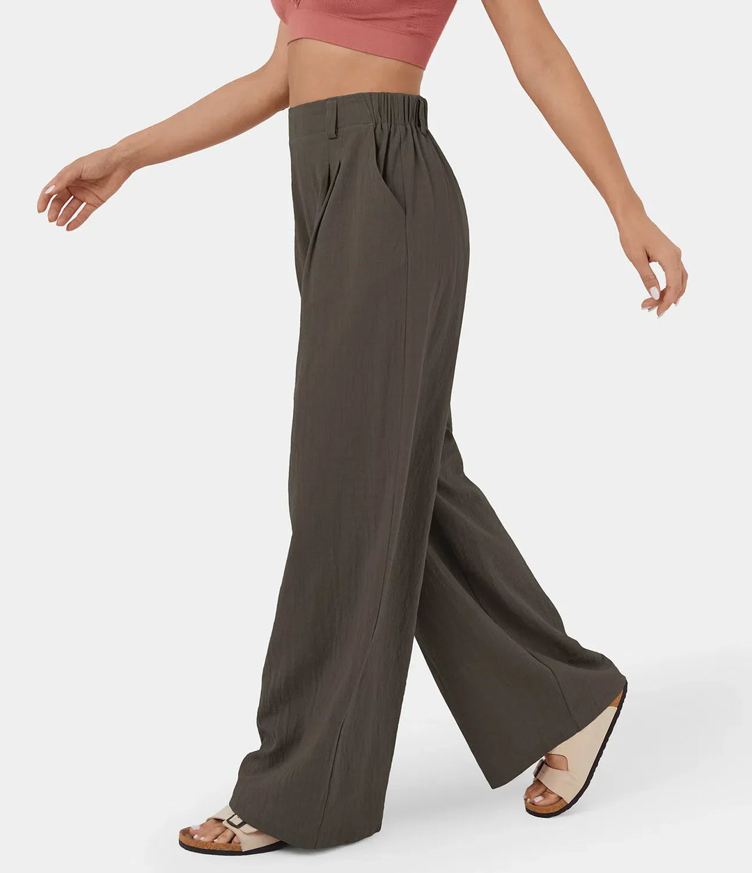 Flowy Solid Palazzo Pants With Side Pockets